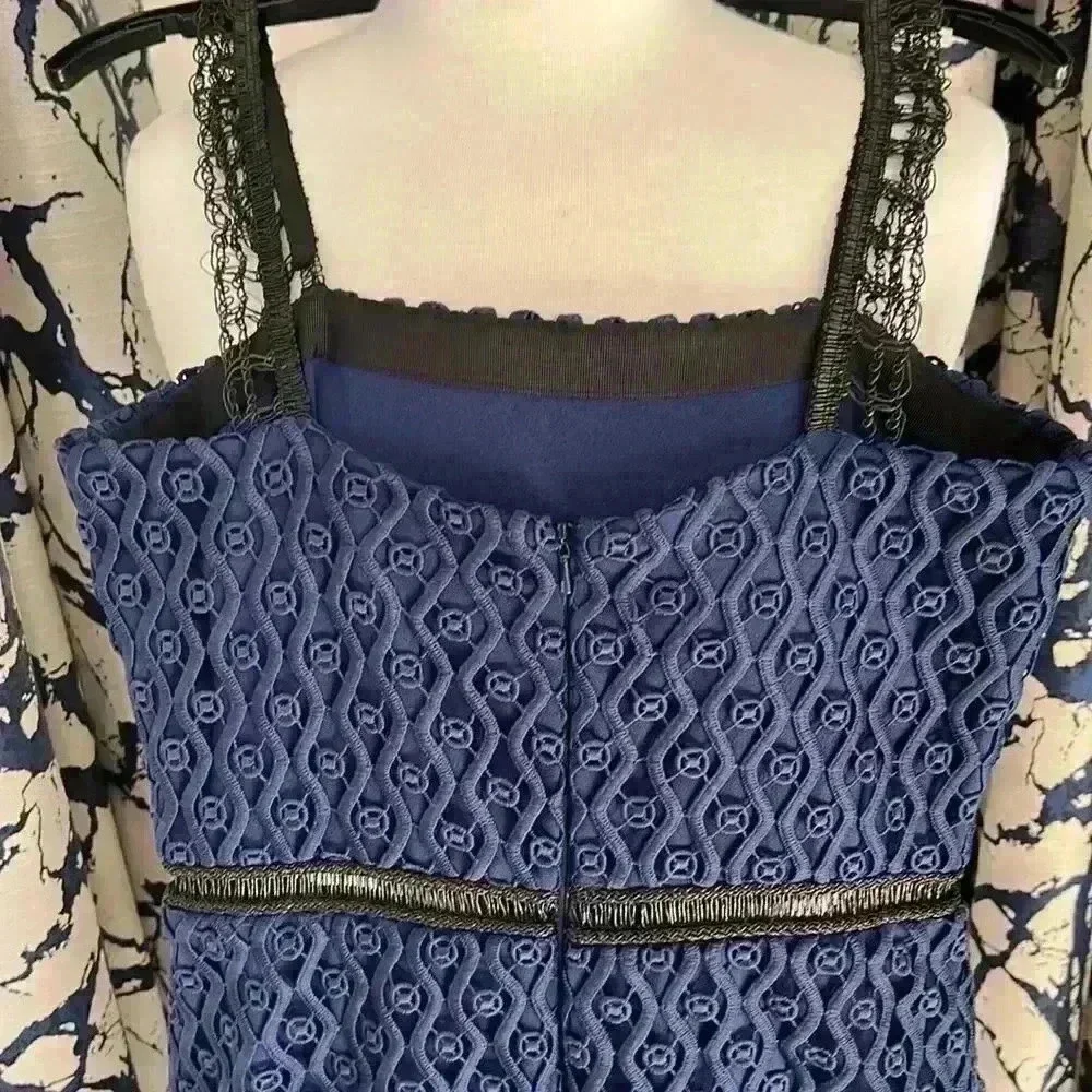 Alexis Erin Bicolor Crochet & Lace Midi Dress in Black & Navy - Picture 13 of 13
